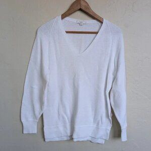 Vince White V-Neck Waffle Knit Sweater – Cozy & Lightweight Size SP
